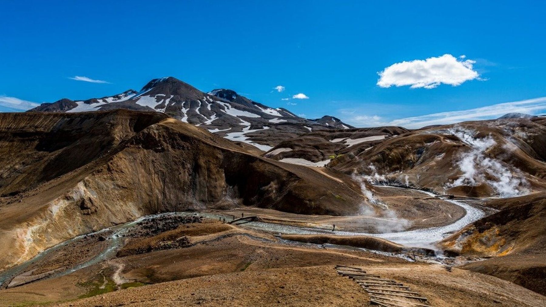 Kerlingarfjöll highland mountains under a blue sky
