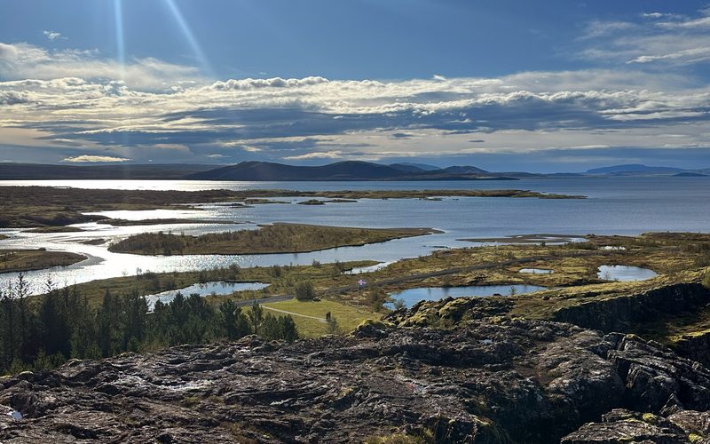Þingvellir National Park and Þingvallavatn lake seen from the rift